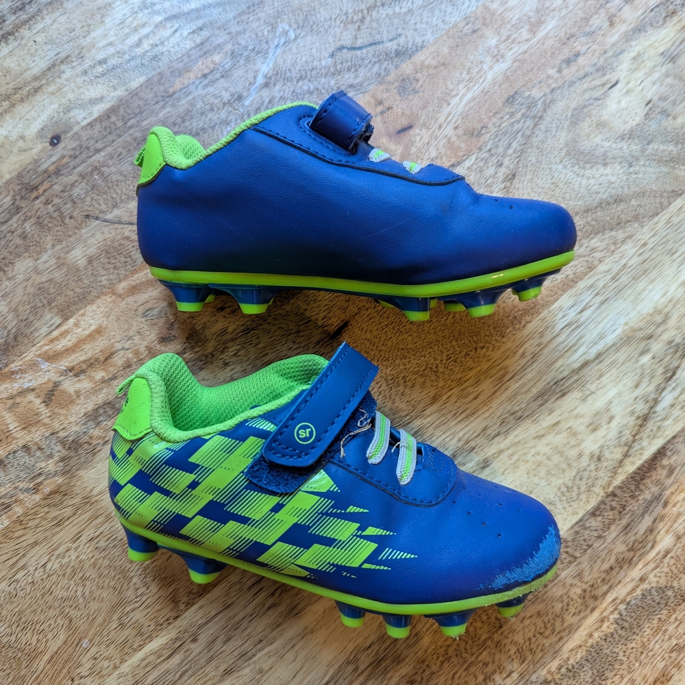 Kids Blue and Green Soccer Cleats